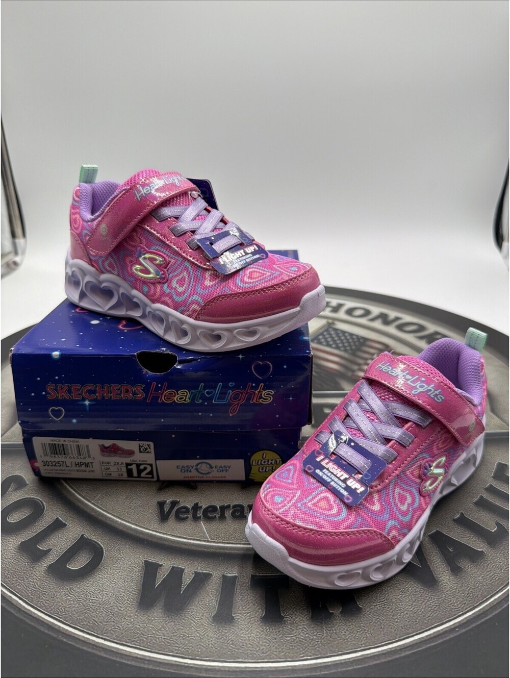 Skechers Girls Heart Lights - Boogie Love Kids size 12 303257L/HPMT
